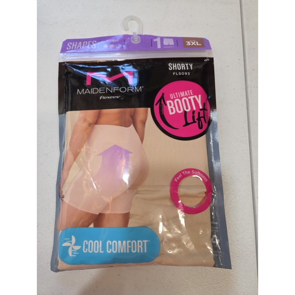 Maidenform Flexees Ultimate Booty Lift Shapewear Shorty 3XL Beige  Firm Control
